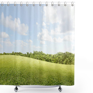 Personality  Green Grass Field With Trees  Shower Curtains