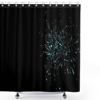Personality  Green Festive Fireworks In Dark Night Sky, Isolated On Black Shower Curtains