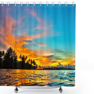 Personality  Beautiful Sunset. Indian Ocean. Maldives Shower Curtains