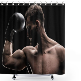 Personality  Sportsman In Boxing Glove  Shower Curtains
