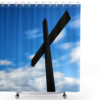 Personality  Cross Silhouette And The Clouds  Shower Curtains