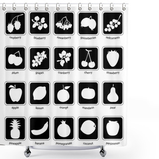 Personality  Fruit And Berries Icon Set Shower Curtains