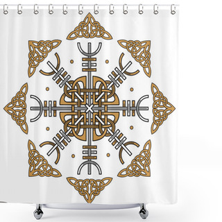 Personality  Aegishjalmur, Helm Of Awe (helm Of Terror), Icelandic Magical Staves, Isolated On White, Vector Illustration Shower Curtains