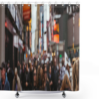 Personality  TIMES SQUARE, NEW YORK, USA - OCTOBER 8, 2018: Panoramic View Of Crowded Times Square In New York, Usa Shower Curtains