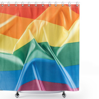 Personality  Top View Of Creased Lgbt Rainbow Flag Shower Curtains