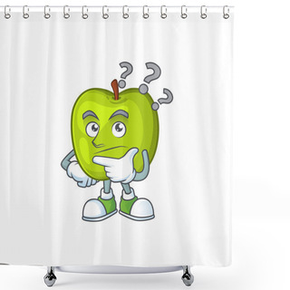 Personality  Thinking Granny Smith Green Apple Cartoon Mascot Shower Curtains