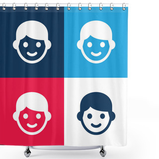 Personality  Boy Blue And Red Four Color Minimal Icon Set Shower Curtains