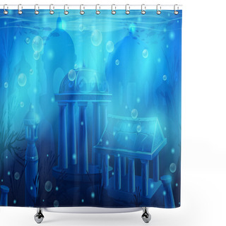 Personality  Atlantis. Seamless Submerged Underwater City, The Ancient Ruins  Shower Curtains