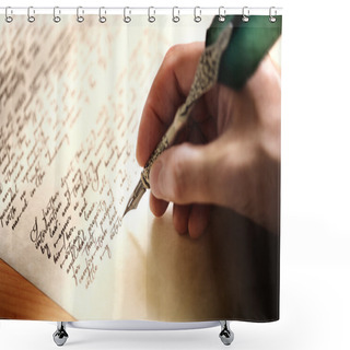 Personality  Writing With Quill Pen And Testament Shower Curtains