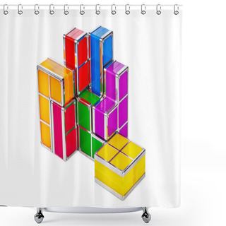 Personality  Tetris Toy Blocks Shower Curtains