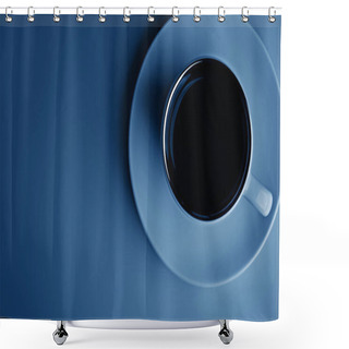 Personality  Cup Of Coffee On A Saucer In Blue Tones. Shower Curtains