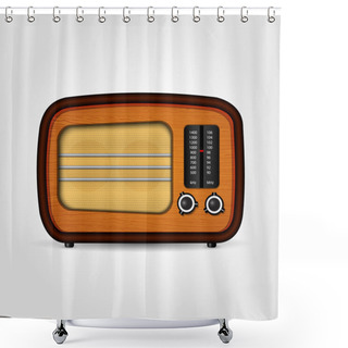 Personality  Retro Radio. Vector Illustration. Shower Curtains