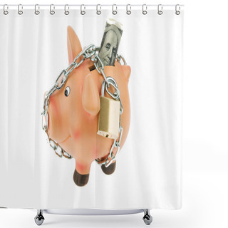 Personality  Piggy Bank With Money Chain And Dollar Shower Curtains