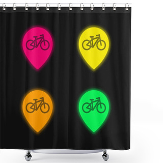 Personality  Bike Zone Signal Four Color Glowing Neon Vector Icon Shower Curtains