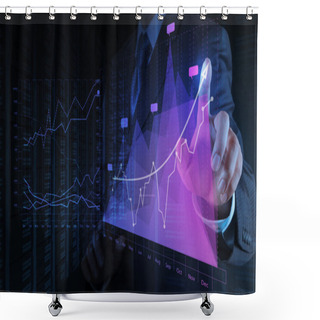 Personality  Businessman Hand Working With New Modern Computer And Business S Shower Curtains