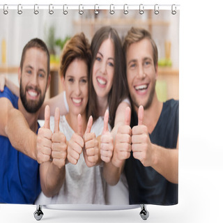 Personality  Young Men And Women Giving A Thumbs Up Shower Curtains