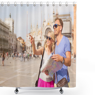 Personality  Tourists Sightseeing In Venice Shower Curtains