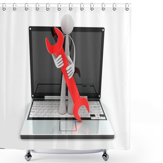 Personality  Laptop And Worker Shower Curtains