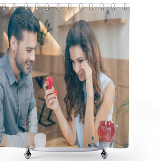 Personality  Emotional Woman With Engagement Ring  Shower Curtains