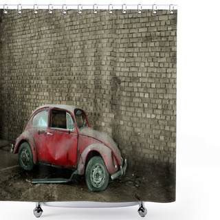 Personality  Grunge Car In Front Of A Brick Wall Shower Curtains