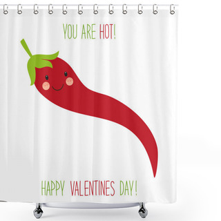 Personality  Valentines Day Card With Chili Pepper Shower Curtains