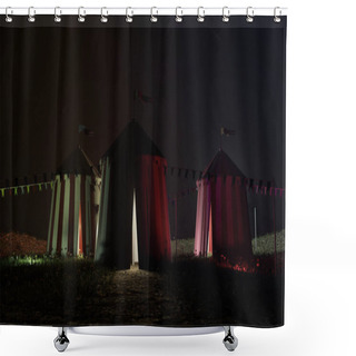 Personality  Circus Tents On Green Field 3d Illustration  Shower Curtains