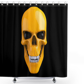 Personality  Warm Yellow Vampire Skull With White Teeth Shower Curtains