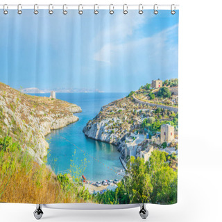 Personality  Mgarr Ix-Xini Bay On Gozo, Malt Shower Curtains