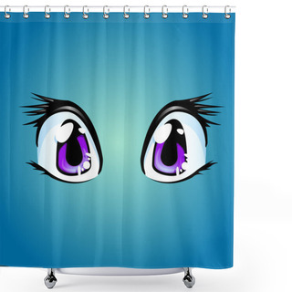 Personality  Vector Illustration Of A Pair Of Cartoon Eyes Shower Curtains