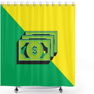 Personality  Bills Of Dollars Green And Yellow Modern 3d Vector Icon Logo Shower Curtains