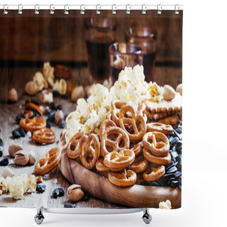 Personality  Salted Straws In The Shape Of Pretzels, Popcorn And Other Salty  Shower Curtains
