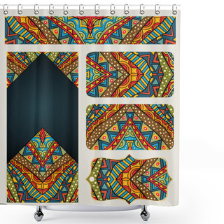 Personality  Banners Set With Ethnic Pattern Shower Curtains