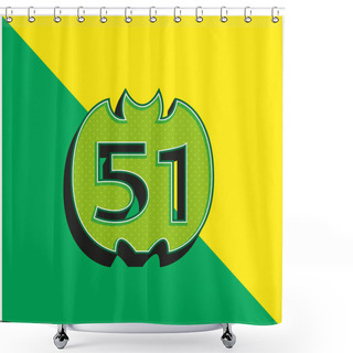 Personality  51 On Social Logo Green And Yellow Modern 3d Vector Icon Logo Shower Curtains