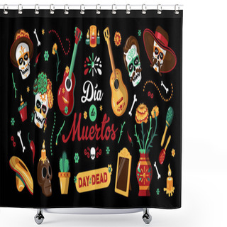 Personality  Day Of Dead Mexican Horizontal Poster Shower Curtains