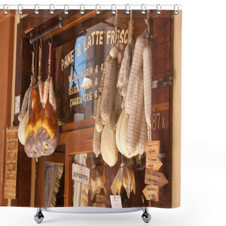 Personality  Historical Salumeria With Italian Meat Specialties Shower Curtains