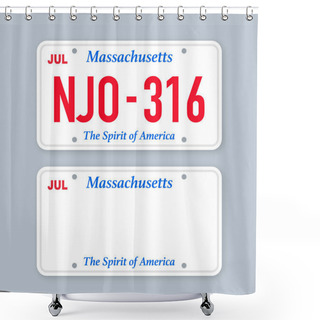 Personality  License Plate Of Massachusetts. Car Number Plate. Vector Stock Illustration Shower Curtains