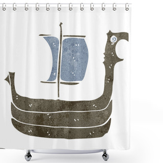 Personality  Retro Cartoon Viking Ship Shower Curtains