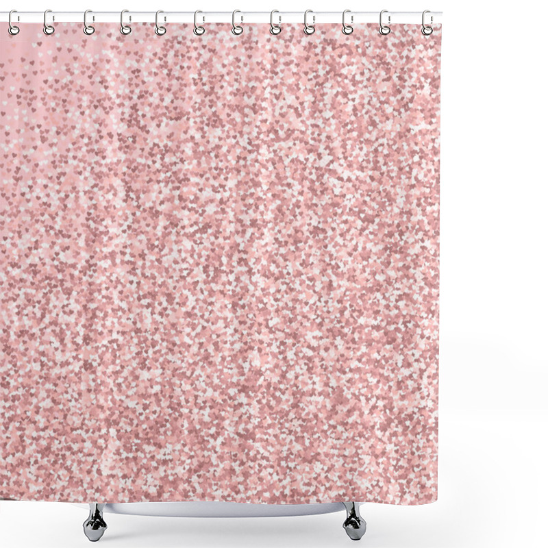 Personality  Pink golden glitter made of hearts Abstract random scatter on palepink valentine background shower curtains