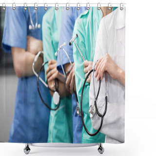 Personality  Medical Workers In Laboratory Shower Curtains