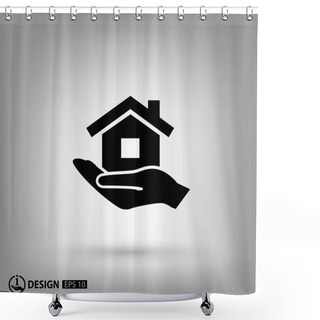 Personality  Pictograph Of House Icon Shower Curtains
