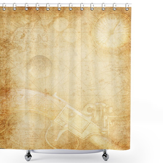 Personality  Pirate And Nautical Themed Grunge Background Shower Curtains