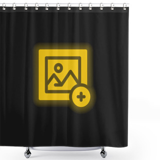 Personality  Add Image Yellow Glowing Neon Icon Shower Curtains