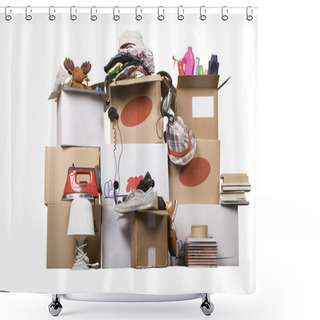 Personality  Transport Cardboard Boxes, Relocation Concept Shower Curtains