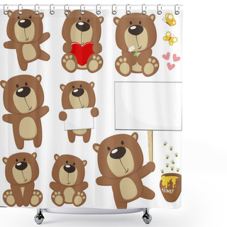 Personality  Cute Baby Bears Set Shower Curtains