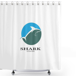 Personality  Shark Logo Vector Template Illustration Design Shower Curtains