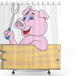 Personality  Pig Chef Cartoon Shower Curtains