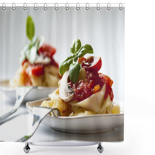 Personality  Italian Pasta With Tomato Sauce And Mushrooms Shower Curtains