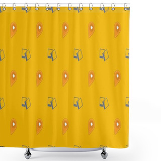 Personality  Colored Background With Different Accessories Shower Curtains