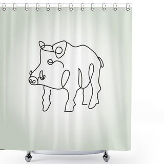 Personality  Wild Boar Pig In Minimal Line Style Vector Shower Curtains