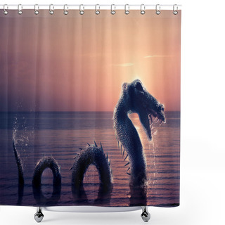 Personality  Scary Loch Ness Monster Shower Curtains